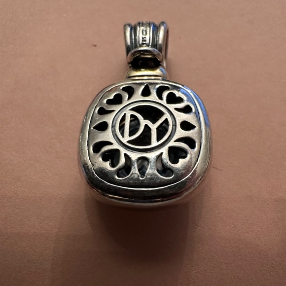 David Yurman Pendant Enhancer Blue Topaz Gold & Sterling Silver - Picture 2 of 5